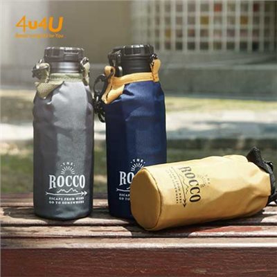 【DESTINO STYLE】日本ROCCO OneTouch彈蓋保溫/保冷水瓶500ml (附水瓶提袋)