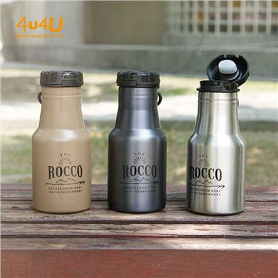 【DESTINO STYLE】日本ROCCO OneTouch彈蓋保溫/保冷水瓶350ml